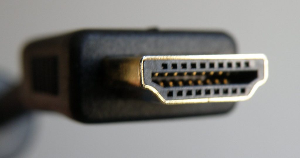 Close-up of an HDMI cable connector