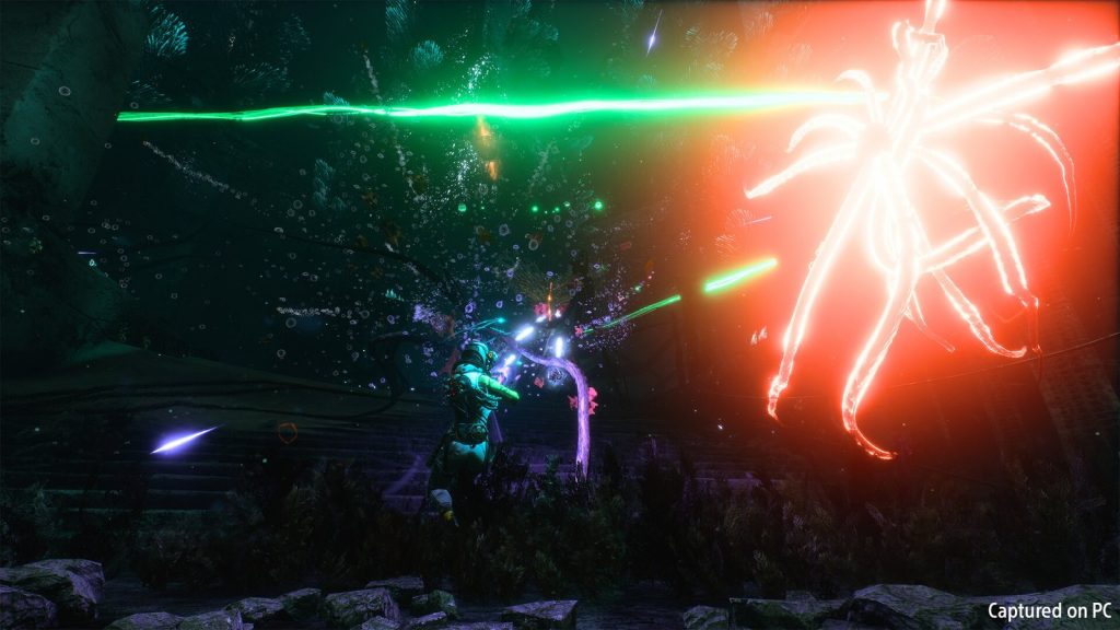 Screenshot of Returnal's alien world from Housemarque