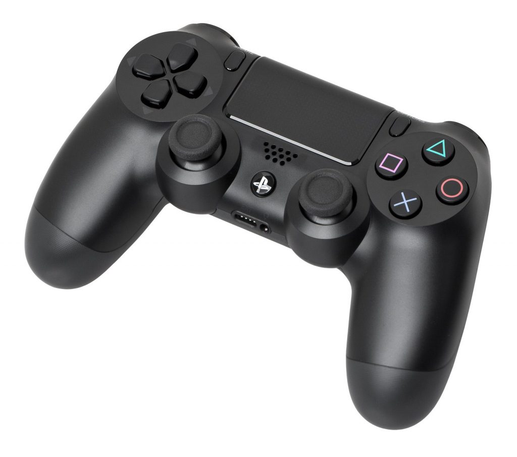 Black DualShock 4 controller seen from above